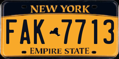 NY license plate FAK7713