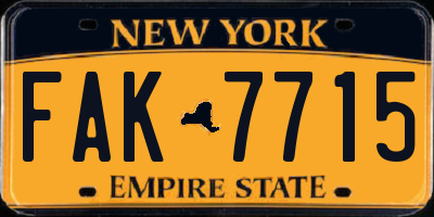 NY license plate FAK7715