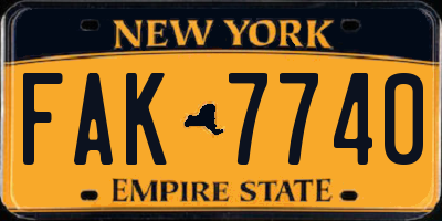 NY license plate FAK7740