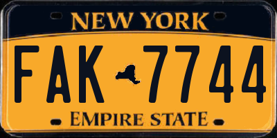 NY license plate FAK7744