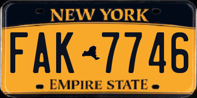 NY license plate FAK7746