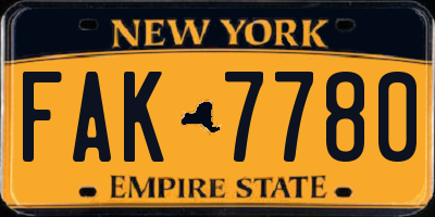 NY license plate FAK7780