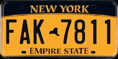 NY license plate FAK7811