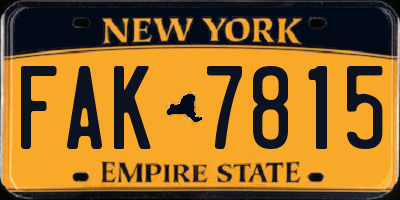 NY license plate FAK7815