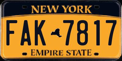 NY license plate FAK7817