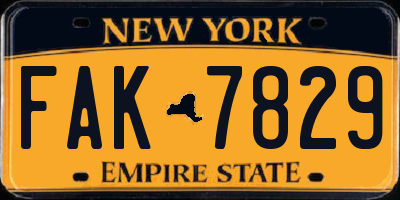 NY license plate FAK7829