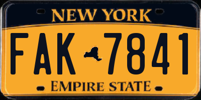 NY license plate FAK7841