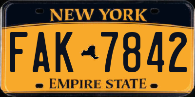 NY license plate FAK7842