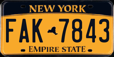 NY license plate FAK7843