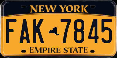 NY license plate FAK7845