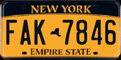 NY license plate FAK7846