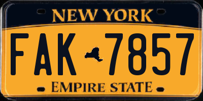 NY license plate FAK7857