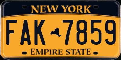 NY license plate FAK7859