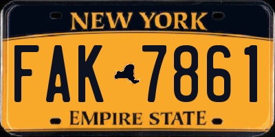 NY license plate FAK7861