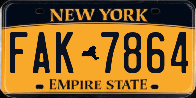 NY license plate FAK7864