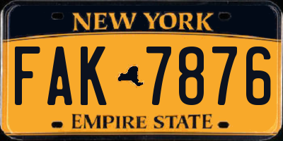 NY license plate FAK7876