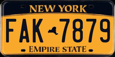 NY license plate FAK7879