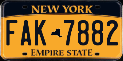 NY license plate FAK7882