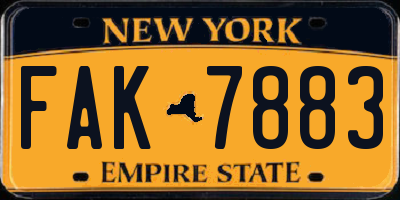 NY license plate FAK7883