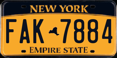 NY license plate FAK7884