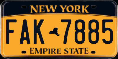 NY license plate FAK7885