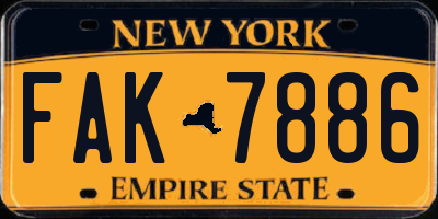 NY license plate FAK7886