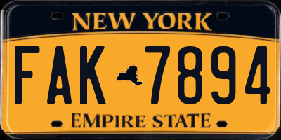 NY license plate FAK7894