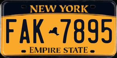 NY license plate FAK7895