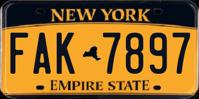 NY license plate FAK7897