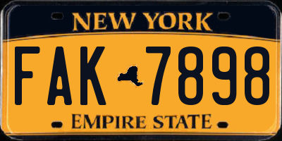 NY license plate FAK7898