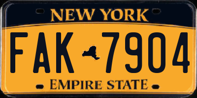 NY license plate FAK7904