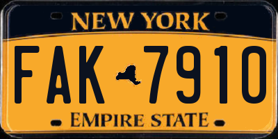 NY license plate FAK7910