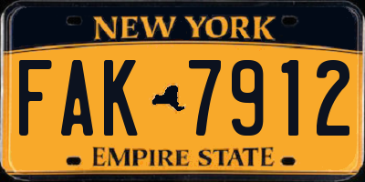 NY license plate FAK7912