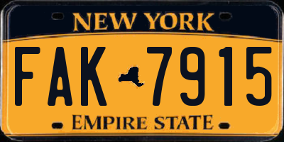 NY license plate FAK7915