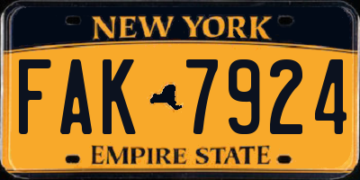 NY license plate FAK7924