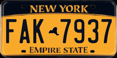 NY license plate FAK7937