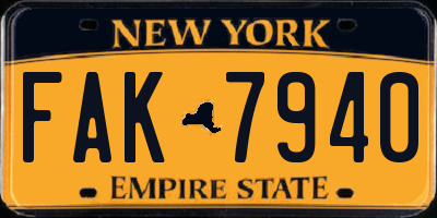 NY license plate FAK7940