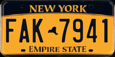 NY license plate FAK7941