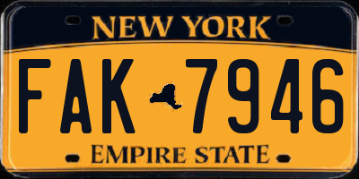 NY license plate FAK7946