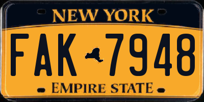 NY license plate FAK7948