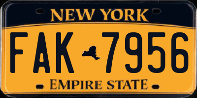 NY license plate FAK7956