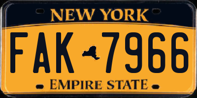 NY license plate FAK7966