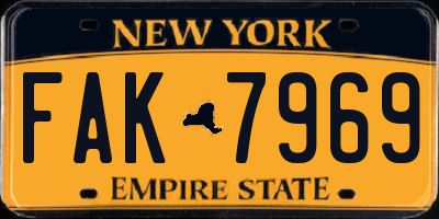 NY license plate FAK7969