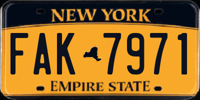 NY license plate FAK7971