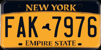 NY license plate FAK7976