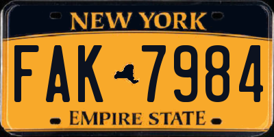 NY license plate FAK7984