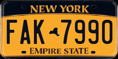 NY license plate FAK7990