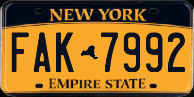 NY license plate FAK7992