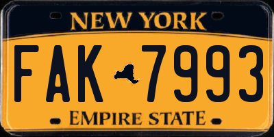 NY license plate FAK7993