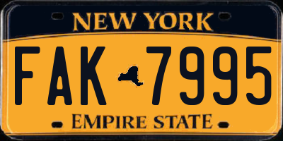 NY license plate FAK7995